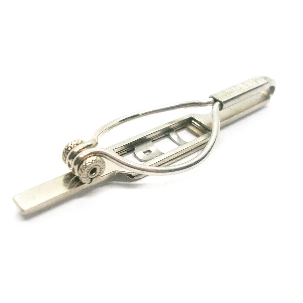 Tie Clip Bar Initial LR art deco Swank Necktie Holder Money Clip silver plate